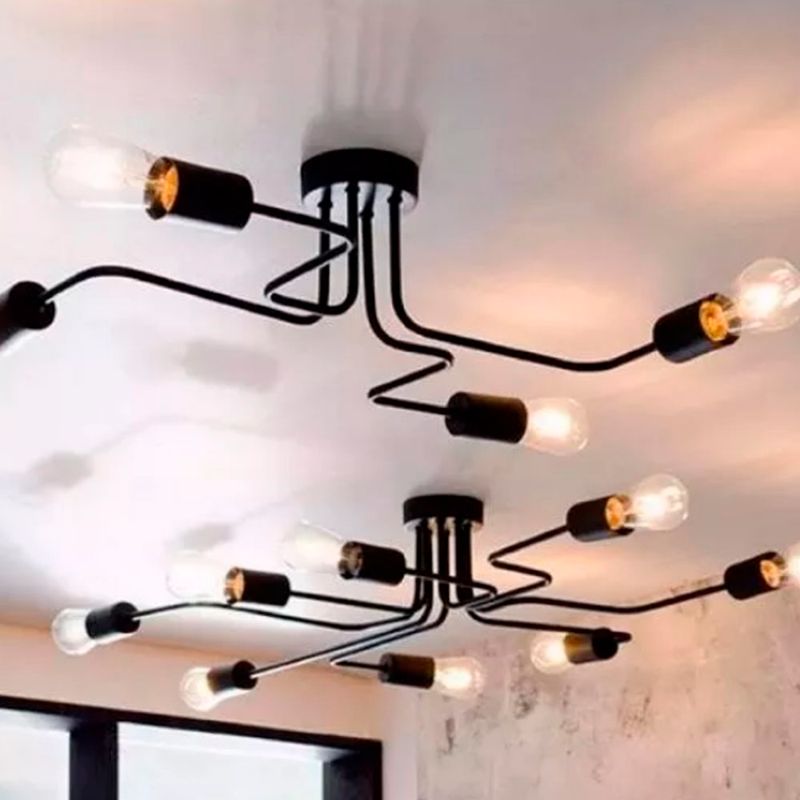 Araña Mamba 4 Luces E27 Led Negra - buenaluz